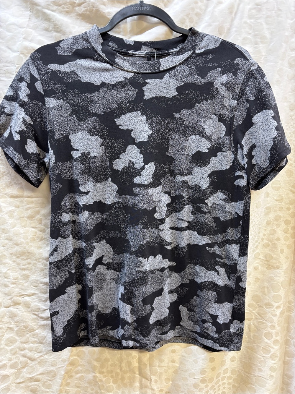 Lululemon- All Yours Short Sleeve Training Tee. Heritage Speckle camo- size 8